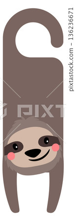 Closed door hotel sign in cute sloth shape 136236671