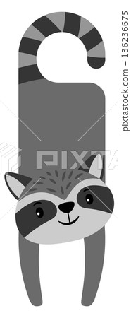 Hotel door tag in raccoon shape. Kid style label Hotel door tag in raccoon shape. Kid style label 136236675
