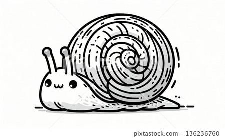 Cute Cartoon Snail Illustration 136236760
