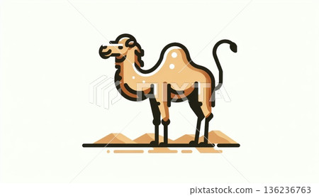 Tan Camel Pixel Art Illustration on Beige Sand Dunes Tan Camel Pixel Art Illustration on Beige Sand Dunes 136236763