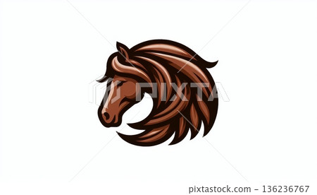 Brown Horse Head Illustration on White Background Brown Horse Head Illustration on White Background 136236767