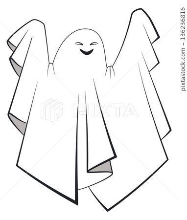 Ghost line icon. Funny halloween monster symbol Ghost line icon. Funny halloween monster symbol 136236816