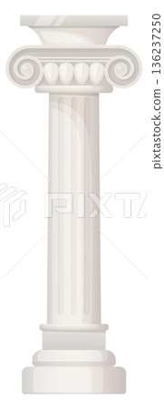 Ancient architecture element. Stone pillar in antique ionic style Ancient architecture element. Stone pillar in antique ionic style 136237250