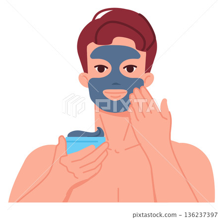 Man apply face mask. Beauty procedure icon 136237397