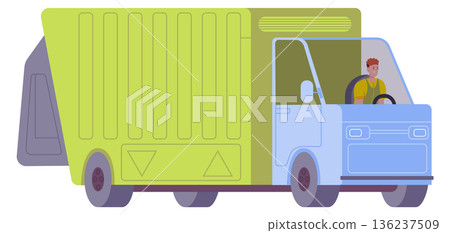 Garbage truck color icon. Waste disposal transport Garbage truck color icon. Waste disposal transport 136237509