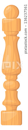 Wooden spindle. Staircase baluster element cartoon texture Wooden spindle. Staircase baluster element cartoon texture 136237561