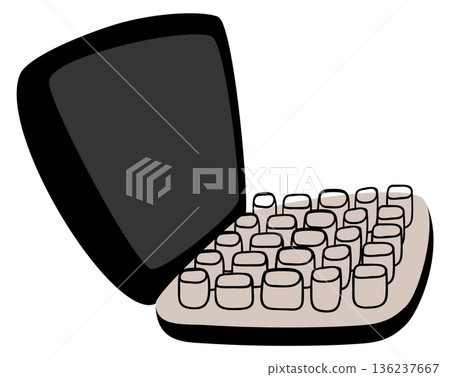 Laptop icon. Hand drawn mobile computer drawing 136237667