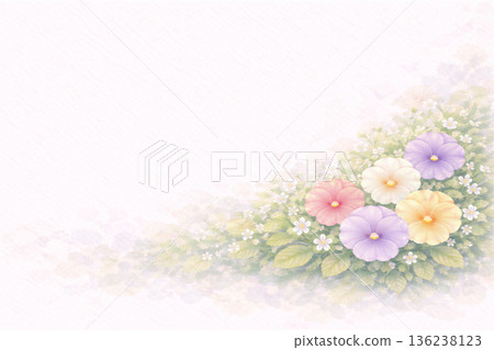 三色堇系列：水彩背景，兩側飾以三色堇 136238123