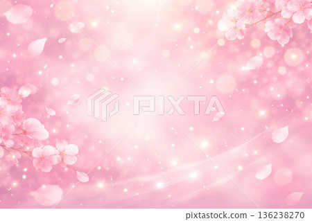 櫻花花瓣和柔和的光線 136238270