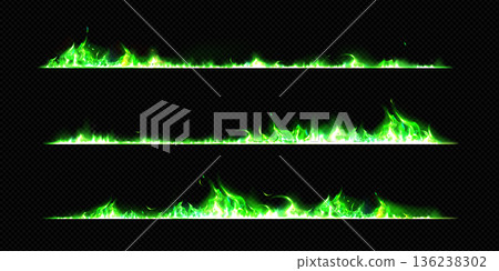 Burning edge set with green fire and smoke Burning edge set with green fire and smoke 136238302