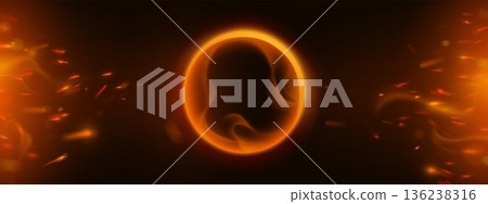 Abstract fire ring glowing on black background 136238316