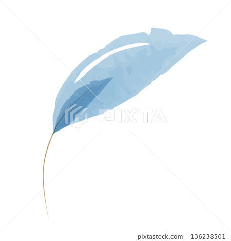 A solitary blue leaf created with flowing watercolor techniques. Light and dark blue shades blend smoothly, showing intricate detail. A solitary blue leaf created with flowing watercolor techniques. Light and dark blue shades blend smoothly, showing intricate detail. 136238501