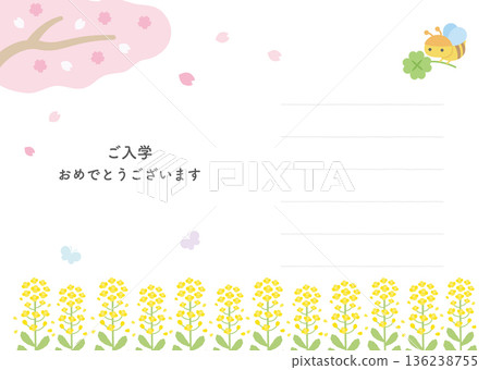 櫻花和油菜花賀卡 櫻花和油菜花賀卡 136238755