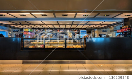 Snack shop in the ferry in Greece 136239348