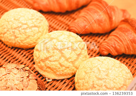 melon bread and croissant melon bread and croissant 136239353