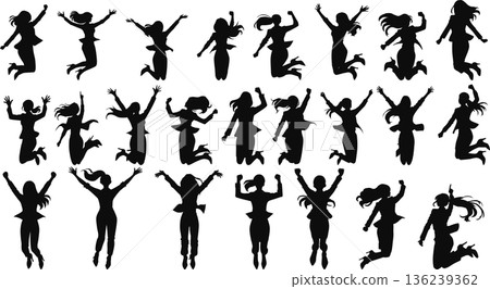 Businesswoman silhouette illustration set 136239362