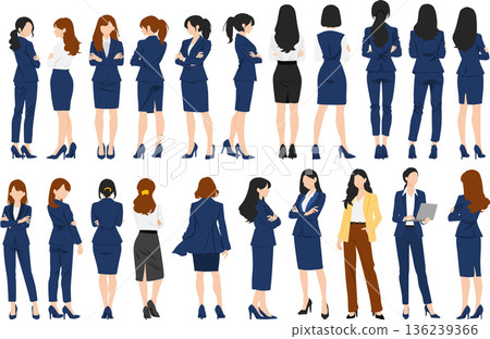 Businesswoman silhouette illustration set Businesswoman silhouette illustration set 136239366
