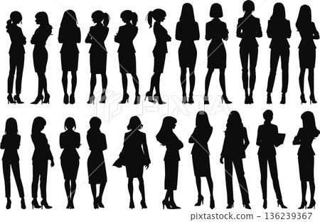 Businesswoman silhouette illustration set Businesswoman silhouette illustration set 136239367