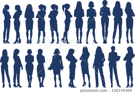 Businesswoman silhouette illustration set Businesswoman silhouette illustration set 136239369