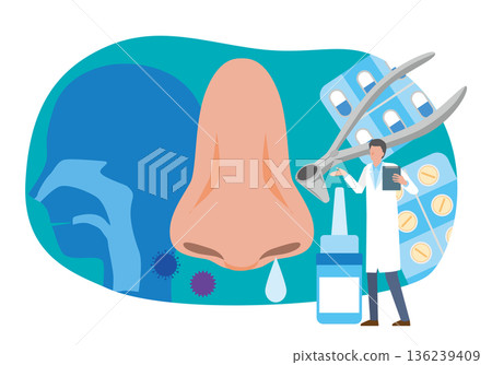 醫生正在檢查一位有鼻部問題的患者 醫生正在檢查一位有鼻部問題的患者 136239409
