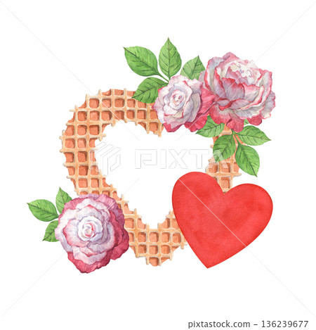 Valentine's Day card made of wafers and hearts 136239677