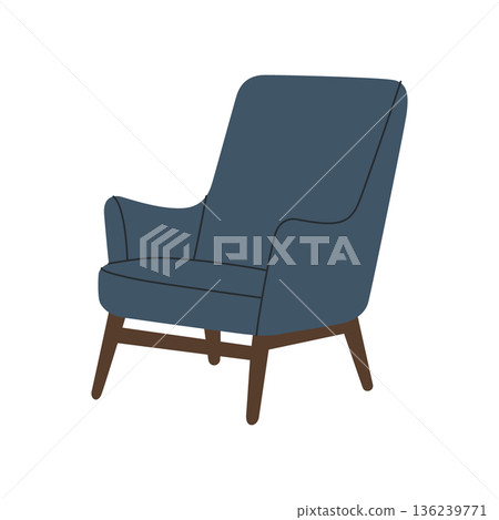 Modern lounge chair with high back. Flat vector furniture illustration Modern lounge chair with high back. Flat vector furniture illustration 136239771
