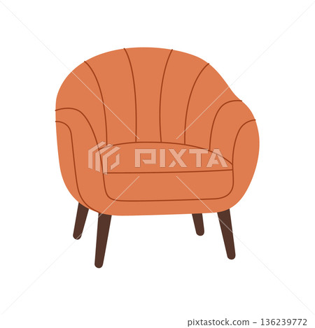 Tufted rounded armchair. Flat vector furniture illustration Tufted rounded armchair. Flat vector furniture illustration 136239772