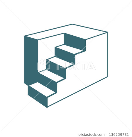 Outline staircase. Modern 3D architectural vector illustration. 136239781