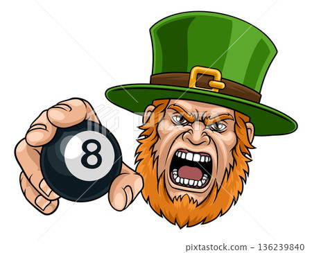 Leprechaun Celtic Irish Billiards Pool Ball Mascot 136239840