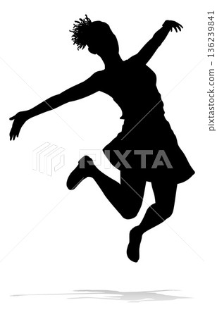 Happy Woman Jumping For Joy Silhouette Person 136239841
