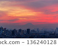 Tokyo cityscape and Mount Fuji at dusk 136240128
