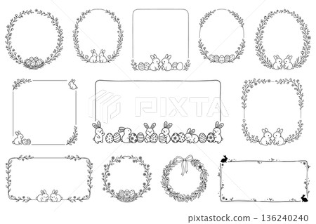 Hand Drawn Easter Bunny Frame Set Hand Drawn Easter Bunny Frame Set 136240240