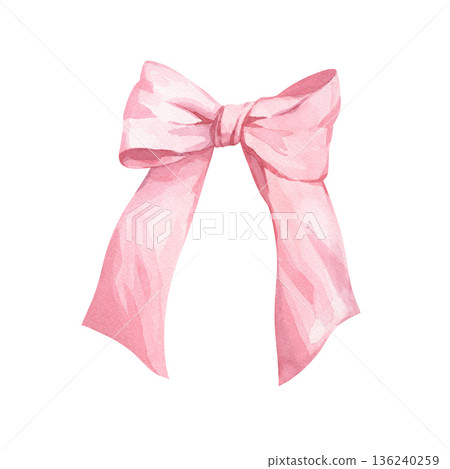 A cute pink bow made of soft ribbon A cute pink bow made of soft ribbon 136240259