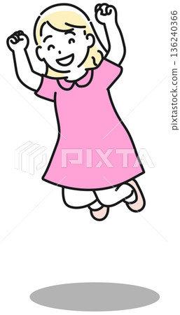 Jumping elementary school girl Jumping elementary school girl 136240366