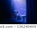 Empty concert stage with microphone in selective focus 136240409