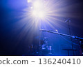 Empty concert stage with microphone in selective focus 136240410