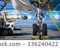 Aircraft nose wheel with red flag Remove Before Flight 136240422