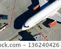 Aerial view of airplane at airport 136240426