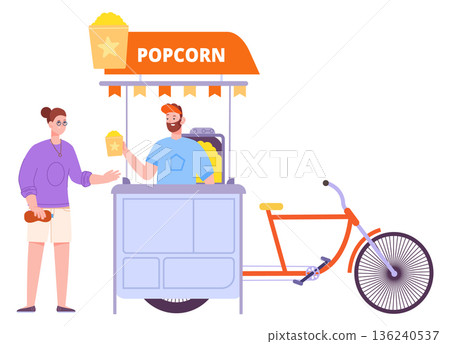 Popcorn stand color icon. Street market food Popcorn stand color icon. Street market food 136240537