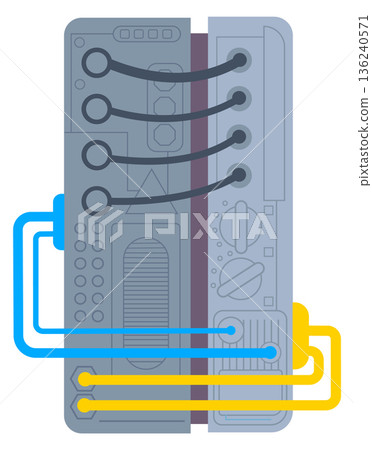 Mechanical wire system. Machinery power connection panel 136240571