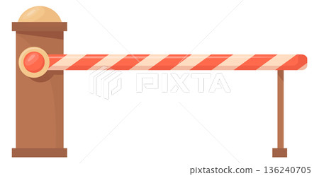Car barrier cartoon icon. Boom bar post gate 136240705
