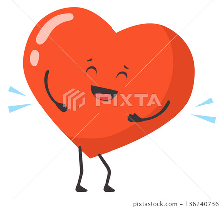 Laughing heart character with happy face cartoon mascot Laughing heart character with happy face cartoon mascot 136240736
