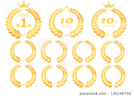 Laurel wreath anniversary emblem illustration set Laurel wreath anniversary emblem illustration set 136240738