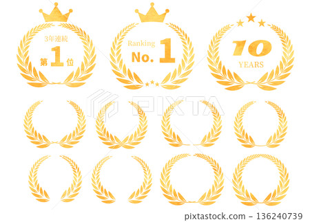 Laurel wreath anniversary emblem illustration set Laurel wreath anniversary emblem illustration set 136240739