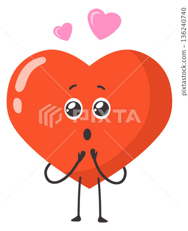 Romantic mascot. Heart with loving face cartoon character Romantic mascot. Heart with loving face cartoon character 136240740