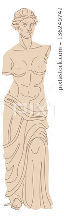 Antique sculpture. Old greek statue color drawing Antique sculpture. Old greek statue color drawing 136240742