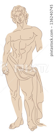 Old greek statue. Famous male statue drawing 136240745