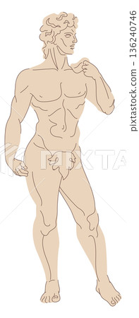 Male statue. Nude greek man sculpture icon Male statue. Nude greek man sculpture icon 136240746