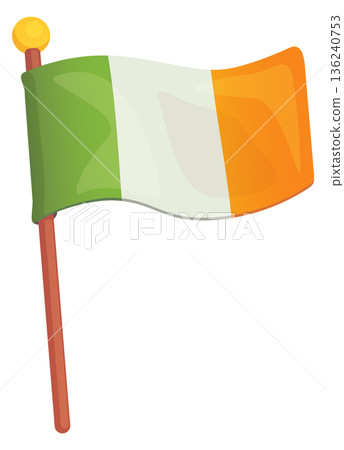 Irish flag stick cartoon icon. Ireland symbol 136240753