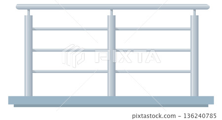 Metal railing barrier. Stainless steel border fence 136240785